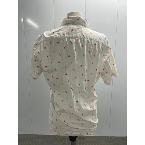 Vintage Men’s Giraffe Print Shirt Short Sleeve Button-Up Retro Animal - Picture 3 of 4